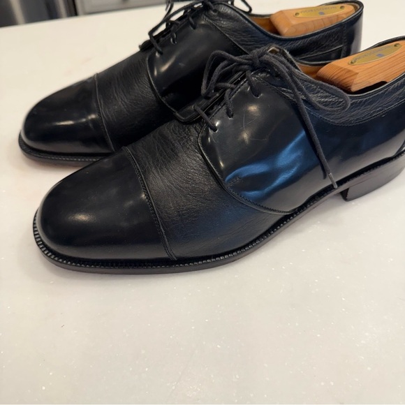 SAN REMO ITALY Men’s Black Leather Dress Cap Toe Oxfords Shoes Sz 9.5 W EUC main image 16